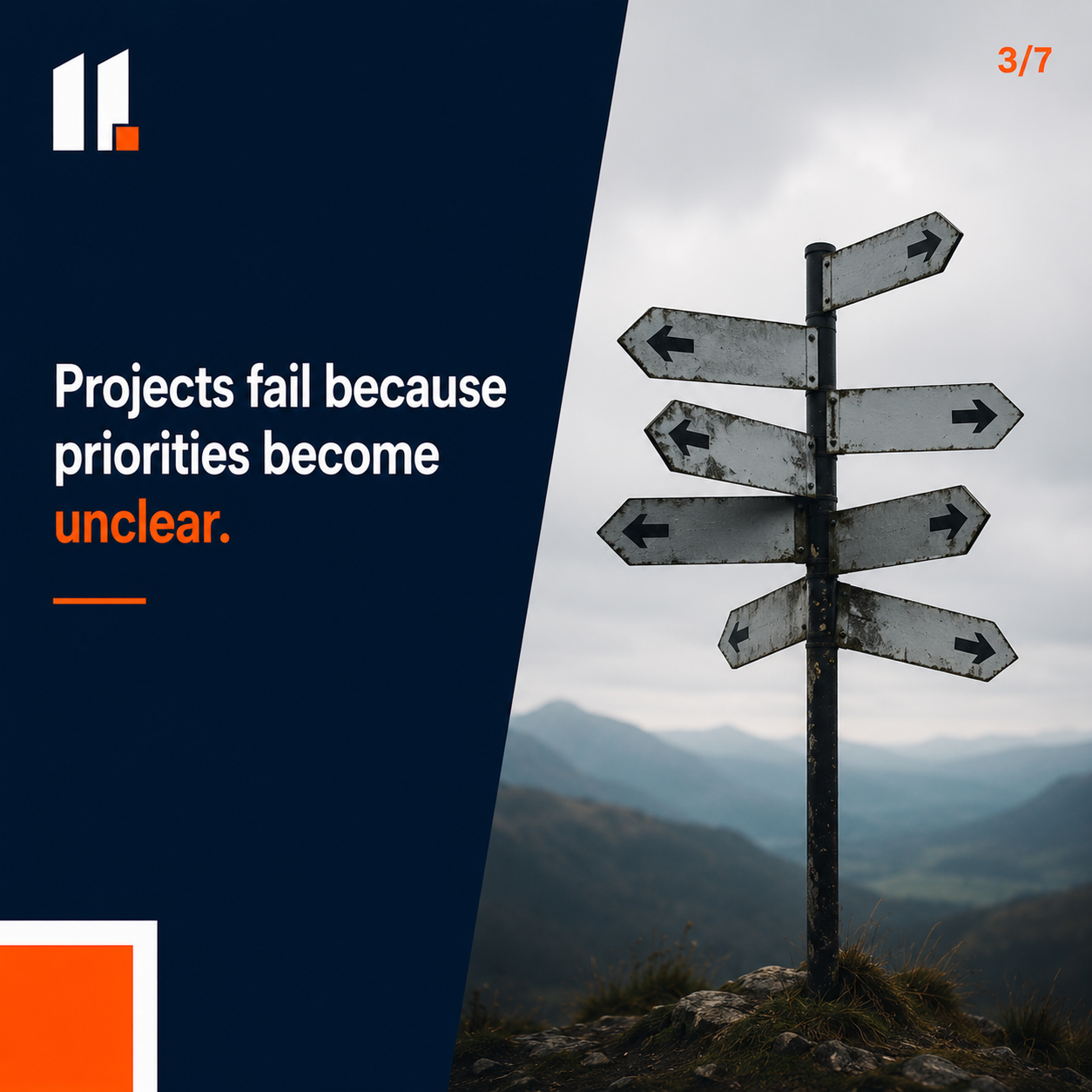 Projects fail because priorities become unclear